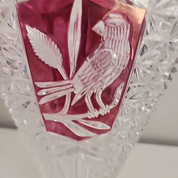 Hofbauer Collection echt bleikrostal Crystal Fan Vase, Ruby Red & Clear, 9" - Picture 5 of 13